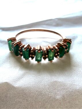 Local Eclectic 10kt Rose Gold Emerald and Topaz Canary Ring